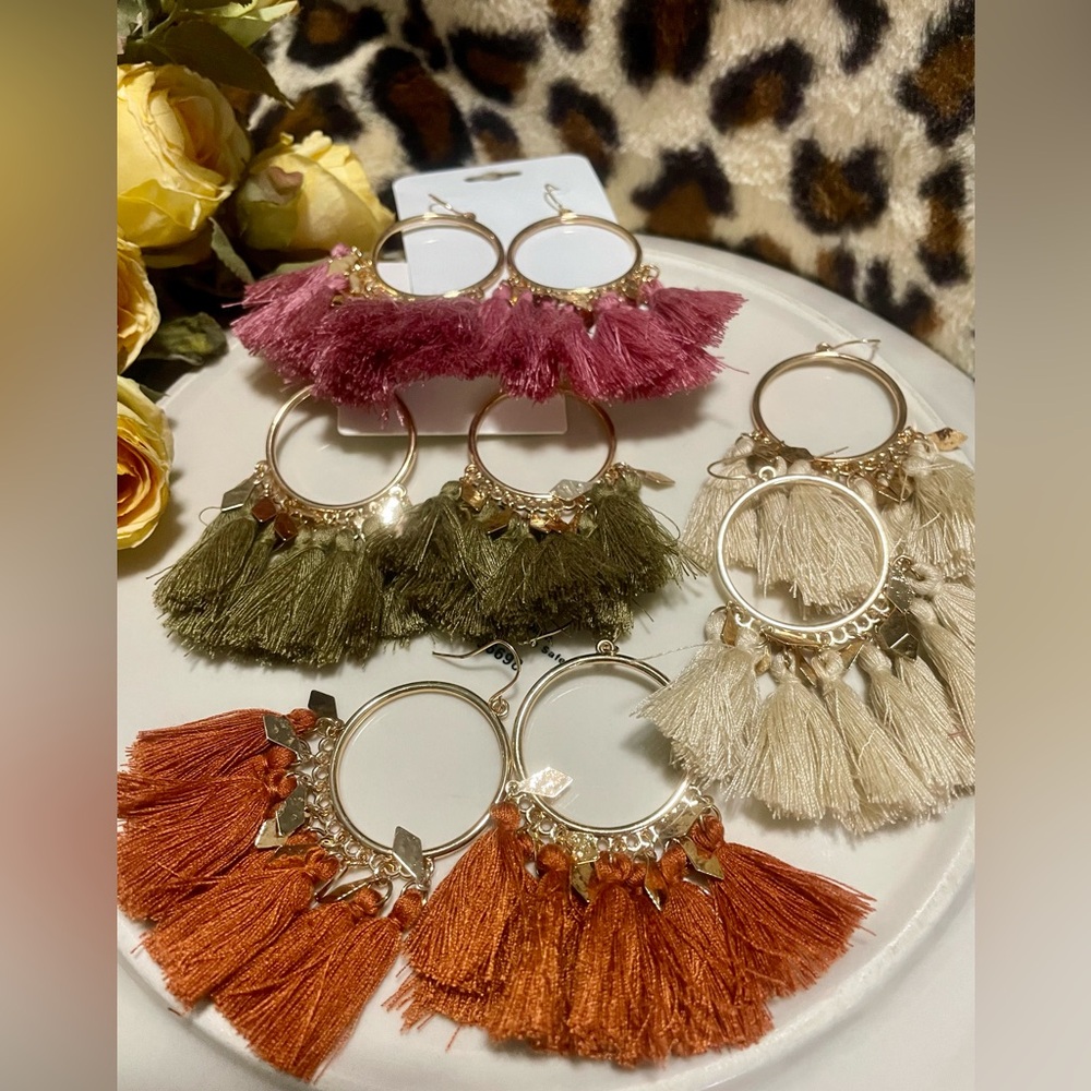 2 for $10. Boho Gypsy Tassel Hoop Earrings NEW